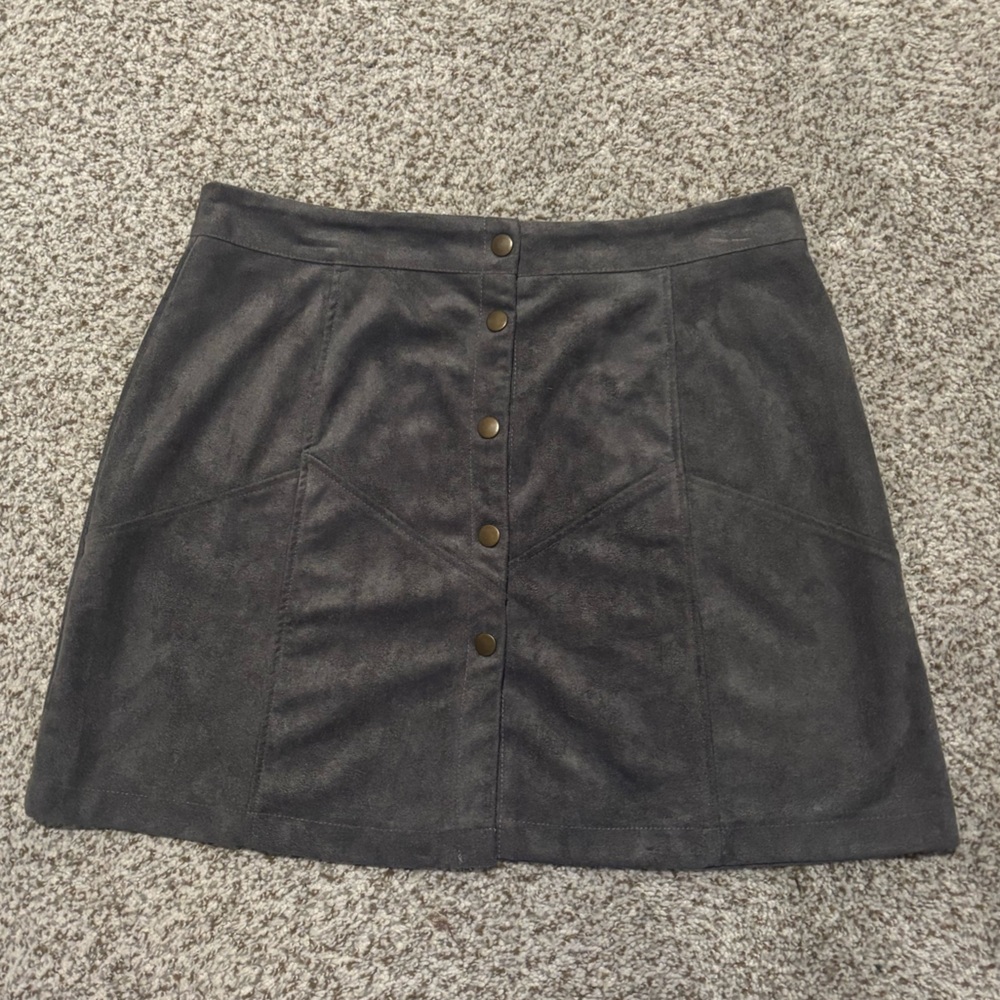 Grey Faux Suede Skirt She + Sky